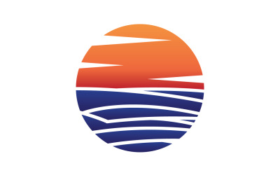 Шаблон логотипа солнца и волн океана, версия 16