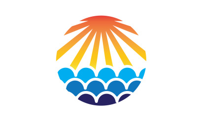 Sun and wave ocean logotyp mall version 1