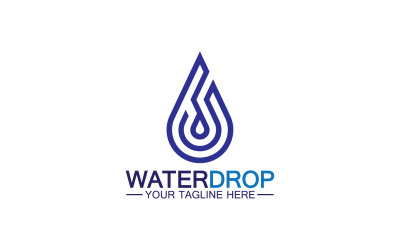Szablon logo słodkiej wody w kształcie kropli wody w kolorze niebieskim, wersja 8