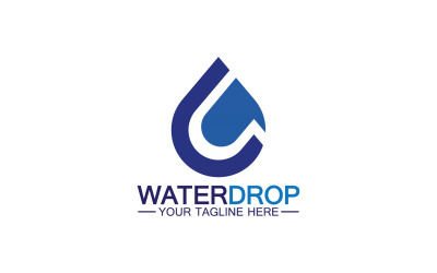 Wassertropfenblaue Natur-Süßwasser-Logo-Vorlage, Version 32