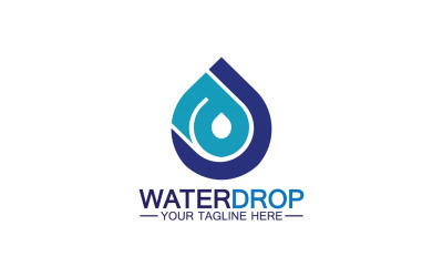 Wassertropfenblaue Natur-Süßwasser-Logo-Vorlage, Version 36