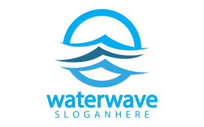 Waterwave természet édesvízi logó sablon 6-os verziója