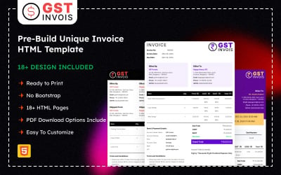 GST Invoico - Modèle HTML de facture prêt à imprimer