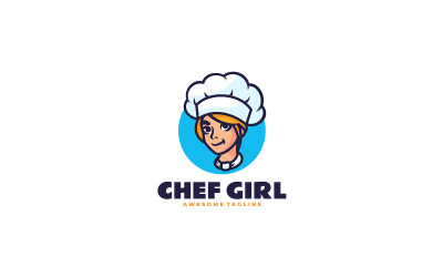Logotipo de desenho animado da mascote da chef girl 1