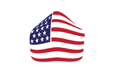 Icono vectorial del logotipo premium de la casa de la bandera americana v9