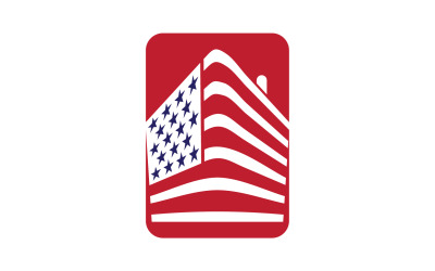 Premium-Logo-Vektorsymbol des Hauses mit amerikanischer Flagge v14