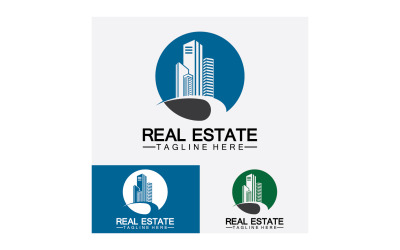 Icono inmobiliario, constructor, construcción, arquitectura y logotipos de edificios. v18