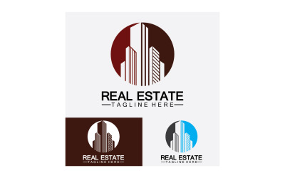 Icono inmobiliario, constructor, construcción, arquitectura y logotipos de edificios. v19