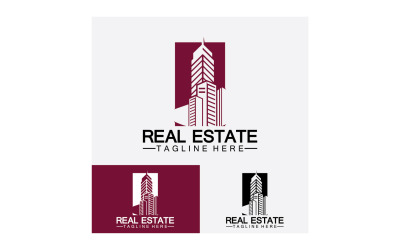 Icono inmobiliario, constructor, construcción, arquitectura y logotipos de edificios. v1