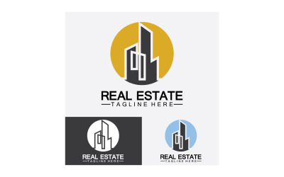 Icono inmobiliario, constructor, construcción, arquitectura y logotipos de edificios. v25