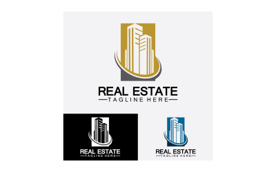 Icono inmobiliario, constructor, construcción, arquitectura y logotipos de edificios. v9