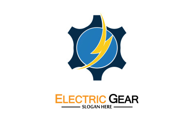 Diseño de logotipo vectorial de engranaje eléctrico de rayo relámpago v15