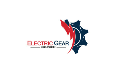 Diseño de logotipo vectorial de engranaje eléctrico de rayo relámpago v35