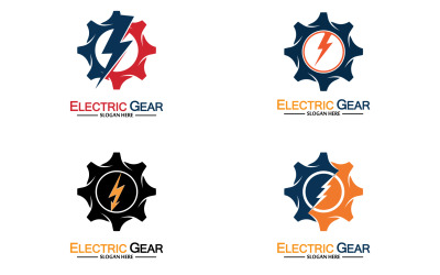 Diseño de logotipo vectorial de engranaje eléctrico de rayo relámpago v44