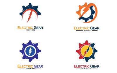 Lightning thunderbolt electricity gear vector logo design v50