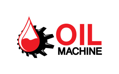 Disegno del simbolo del logo Oil Gear Machine, logo goccia d&amp;#39;olio con ingranaggio vettoriale v11
