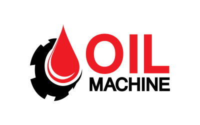 Disegno del simbolo del logo Oil Gear Machine, logo goccia d&amp;#39;olio con ingranaggio vettoriale v16