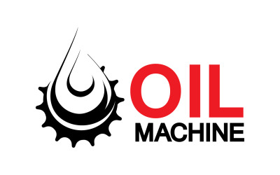 Disegno del simbolo del logo Oil Gear Machine, logo goccia d&amp;#39;olio con ingranaggio vettoriale v2