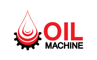Ölgetriebemaschinen-Logo-Symboldesign, Öltropfen-Logo mit Vektorgetriebe v6