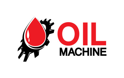 Ölgetriebemaschinen-Logo-Symboldesign, Öltropfen-Logo mit Vektorgetriebe v9