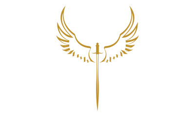 Espada con alas. Símbolo de espada dorada v29