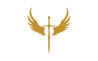 Schwert mit Flügeln. Goldenes Schwertsymbol v2