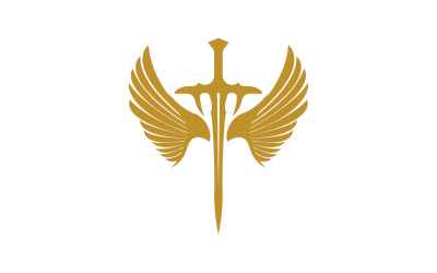 Schwert mit Flügeln. Goldenes Schwertsymbol v5