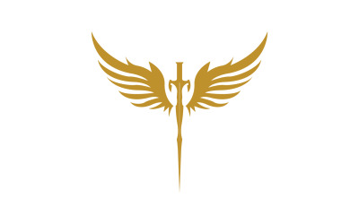 Sword with Wings. Golden Sword Symbol v11