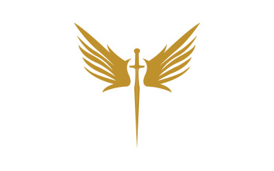 Sword with Wings. Golden Sword Symbol v12