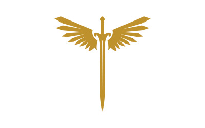 Sword with Wings. Golden Sword Symbol v13