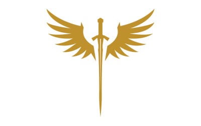 Sword with Wings. Golden Sword Symbol v14