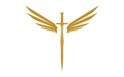 Sword with Wings. Golden Sword Symbol v15