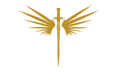 Sword with Wings. Golden Sword Symbol v16