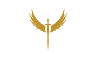 Sword with Wings. Golden Sword Symbol v17