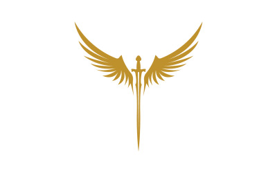 Sword with Wings. Golden Sword Symbol v19