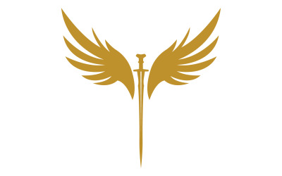 Sword with Wings. Golden Sword Symbol v20
