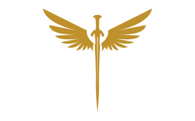 Sword with Wings. Golden Sword Symbol v21