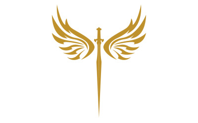 Sword with Wings. Golden Sword Symbol v22