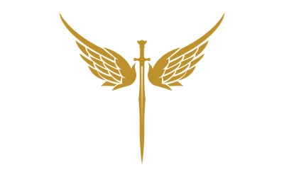 Sword with Wings. Golden Sword Symbol v23