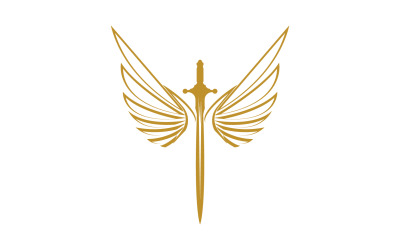 Sword with Wings. Golden Sword Symbol v25