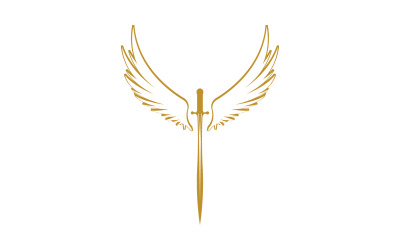 Sword with Wings. Golden Sword Symbol v26