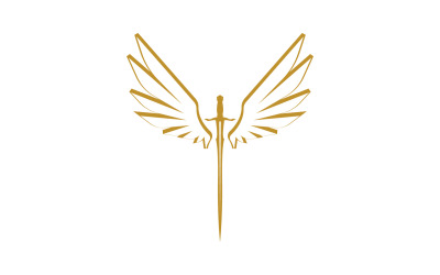 Sword with Wings. Golden Sword Symbol v27