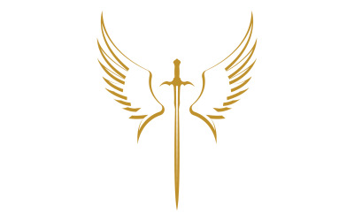 Sword with Wings. Golden Sword Symbol v28