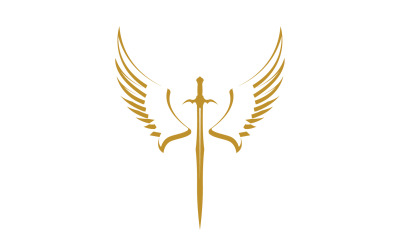 Sword with Wings. Golden Sword Symbol v30