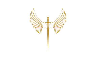 Sword with Wings. Golden Sword Symbol v32