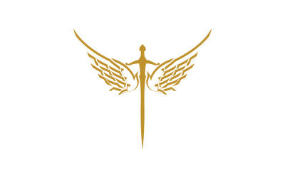 Sword with Wings. Golden Sword Symbol v33
