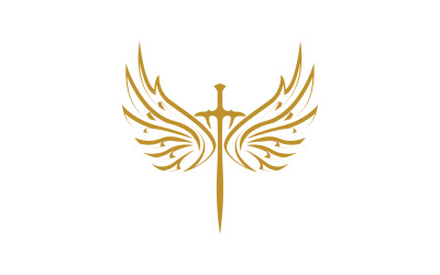 Sword with Wings. Golden Sword Symbol v34