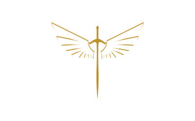 Sword with Wings. Golden Sword Symbol v35