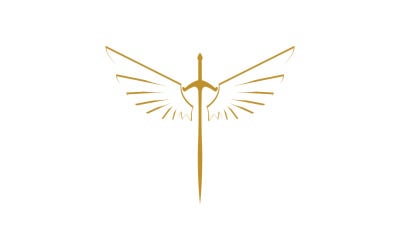 Sword with Wings. Golden Sword Symbol v35