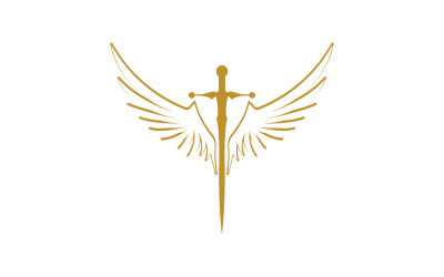 Sword with Wings. Golden Sword Symbol v37